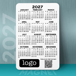 2027年カレンダー ビジネス ロゴとQRコード付き マグネット