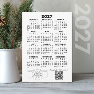2027年カレンダー ビジネス ロゴとQRコード入り シーズンカード