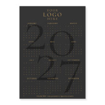 2027年カレンダー ビジネス ロゴ ブラックゴールド マグネット