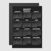 2027年カレンダー ブラック マグネット カード (正面/裏面)