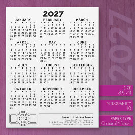 2027年カレンダー - ベーシック ビジネス オフィスロゴ レターヘッド