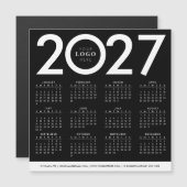 2027年カレンダー ミニマリスト ビジネス ロゴ 黒 白 (正面/裏面)