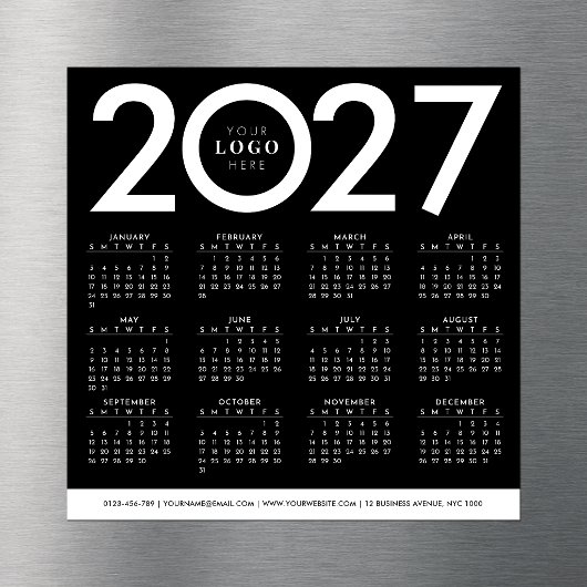 2027年カレンダー ミニマリスト ビジネス ロゴ 黒 白