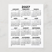 2027年カレンダー ミニ 1年 フラットシート ペーパー (正面)