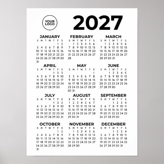 2027年カレンダー モダンビジネス 法人用 ロゴ入り ポスター (正面)