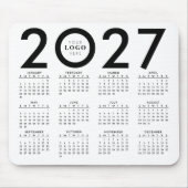 2027年カレンダー モダン ビジネス ロゴ 黒 白 マウスパッド (正面)