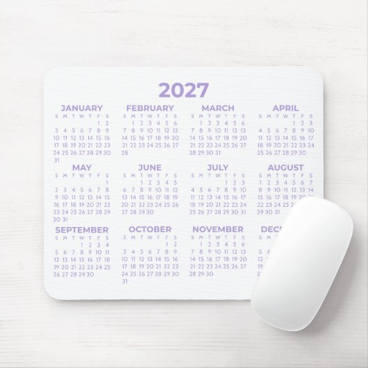 2027年カレンダー ラベンダー 紫 白 マウスパッド (マウス)
