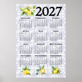 2027年カレンダー レモン イタリア 地中海 タイル ポスター (正面)