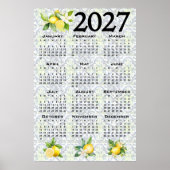 2027年カレンダー レモン イタリア 地中海 タイル ポスター (正面)