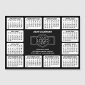 2027年カレンダー - ロゴ連絡先 ブラック マグネット (正面)