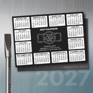 2027年カレンダー - ロゴ連絡先 ブラック マグネット
