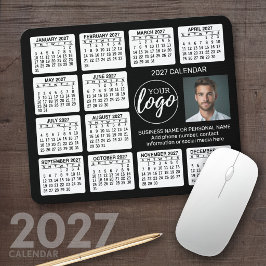 2027年カレンダー - ロゴ、写真、ビジネス マウスパッド
