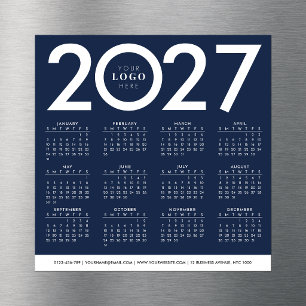 2027年カレンダー 企業ロゴ ネイビーブルー