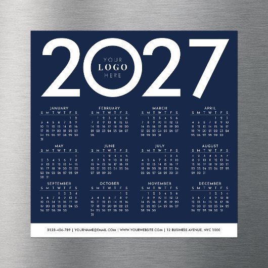 2027年カレンダー 企業ロゴ ネイビーブルー