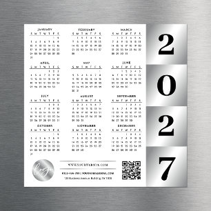 2027年カレンダー 企業ロゴ QRコード クロームシルバー
