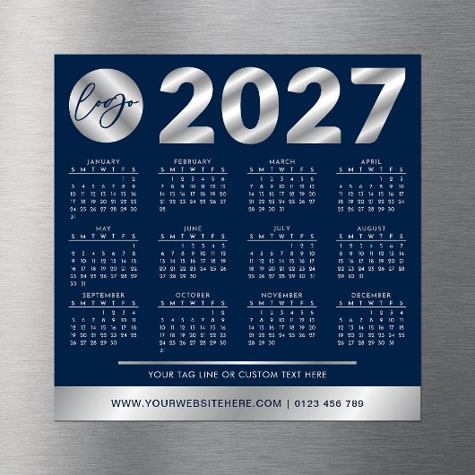 2027年カレンダー 企業 ロゴ ネイビー&シルバー