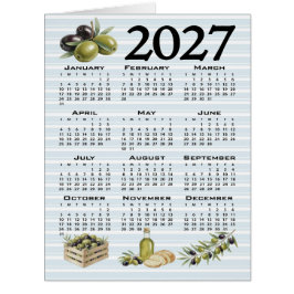 2027年カレンダー 地中海オリーブ ブルーストライプ