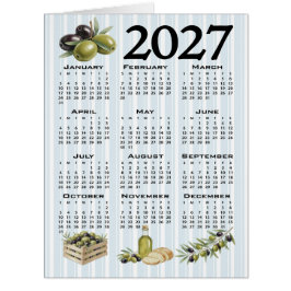 2027年カレンダー 地中海オリーブ ブルーストライプ