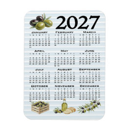 2027年カレンダー 地中海オリーブ ブルーストライプ マグネット