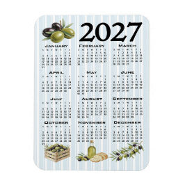 2027年カレンダー 地中海オリーブ ブルーストライプ マグネット