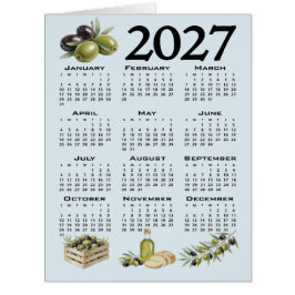2027年カレンダー 地中海オリーブ 青