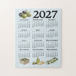 2027年カレンダー 地中海オリーブ 青 ジグソーパズル
