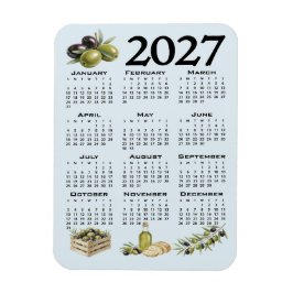 2027年カレンダー 地中海オリーブ 青 マグネット