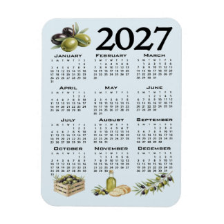 2027年カレンダー 地中海オリーブ 青 マグネット