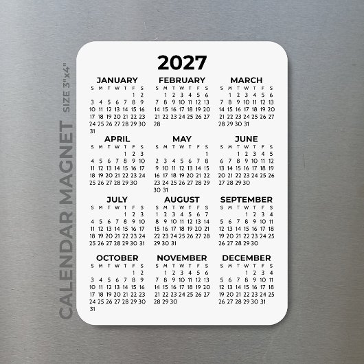 2027年カレンダー 基本デザイン ミニサイズ マグネット
