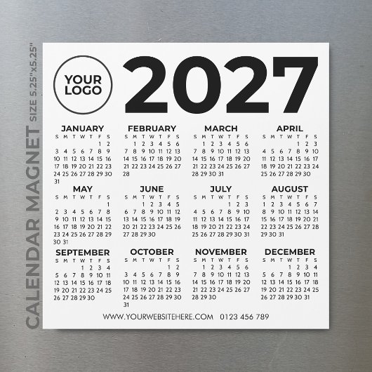 2027年カレンダー 基本 シンプル モダン ビジネスロゴ