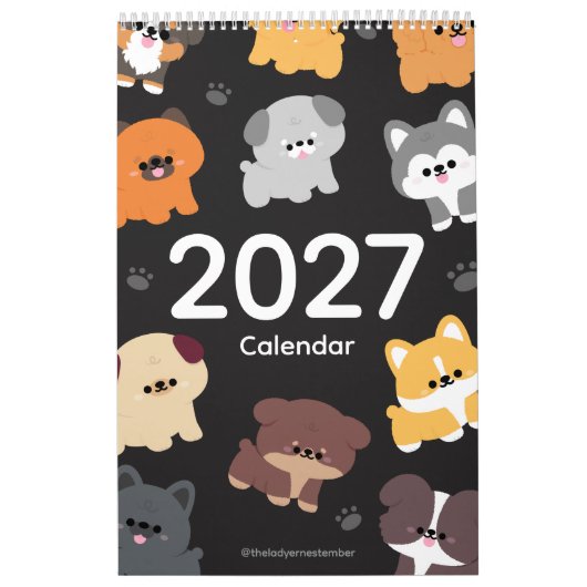 2027年カレンダー 子犬 カレンダー (カバー)