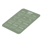2027年カレンダー(年間)シンプルミニセージグリーン マグネット (左側)
