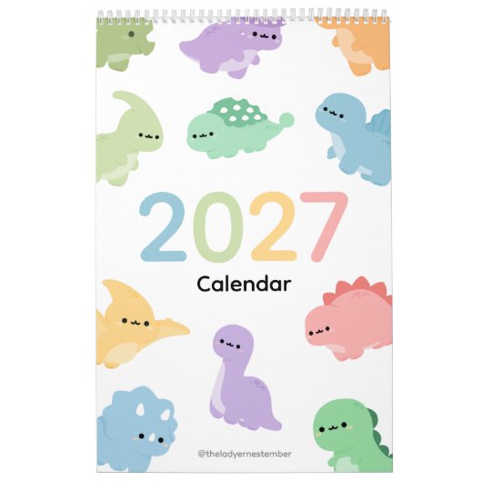 2027年カレンダー 恐竜 カレンダー (カバー)