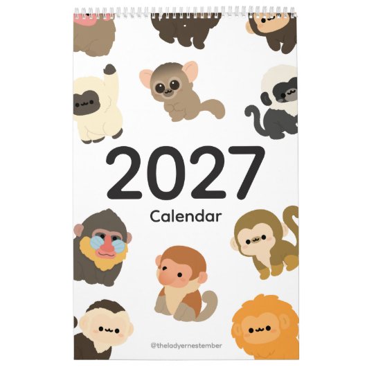2027年カレンダー 猿 カレンダー (カバー)
