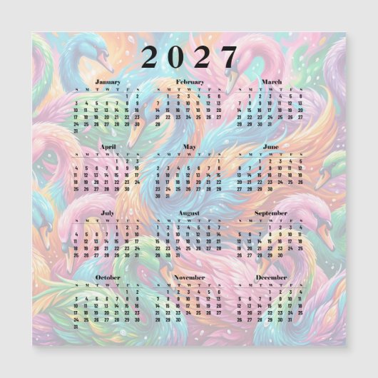 2027年カレンダー 白鳥 (正面)