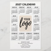 2027年カレンダー 縦 ロゴ ビジネス 連絡用 白 便箋 (正面)
