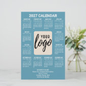 2027年カレンダー 縦 ロゴ ビジネス 連絡用 青 便箋 (スタンド正面)