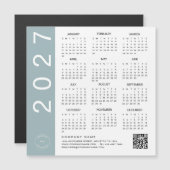2027年カレンダー 青枠 QRコード 会社ロゴ (正面/裏面)
