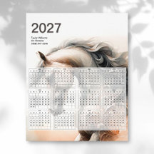 2027年カレンダー 馬の絵