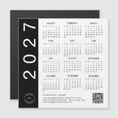 2027年カレンダー 黒文字QRコード 会社ロゴ (正面/裏面)