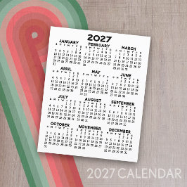 2027年カレンダー 1ページ フルサイズ シンプル チラシ