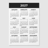 2027年カレンダー 1年分 ブラック ホワイト マグネット (正面)