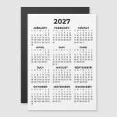 2027年カレンダー 1年分 ブラック ホワイト マグネット (正面/裏面)