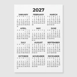 2027年カレンダー 1年分 ブラック ホワイト マグネット
