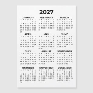 2027年カレンダー 1年分 ブラック ホワイト マグネット