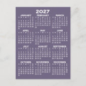 2027年カレンダー 1年見開きシンプル・ミニマルデザイン ポストカード (正面)