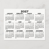 2027年カレンダー 1年見開き 横型 ブラック ポストカード (正面)