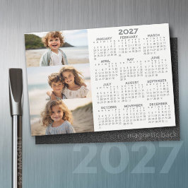 2027年カレンダー - 3枚の写真 - ベーシックグレー ホワイト マグネット