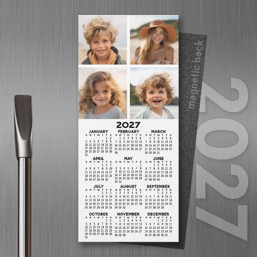 2027年カレンダー 4枚の写真コラージュ モダン マグネット