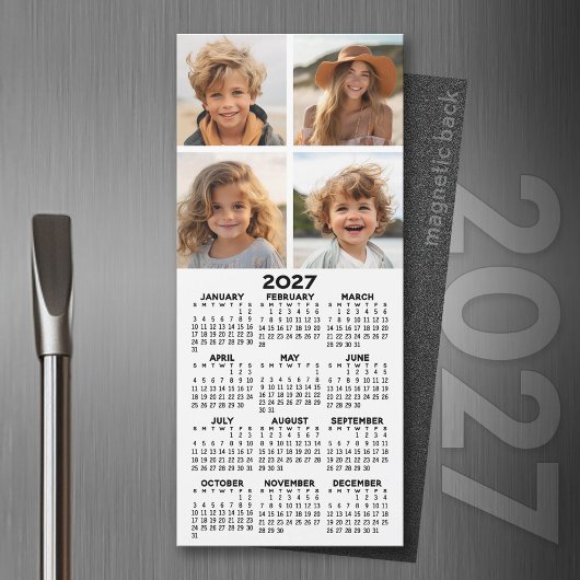 2027年カレンダー 4枚の写真コラージュ モダン マグネット